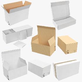 Collection Cardboard Boxes 01 3D